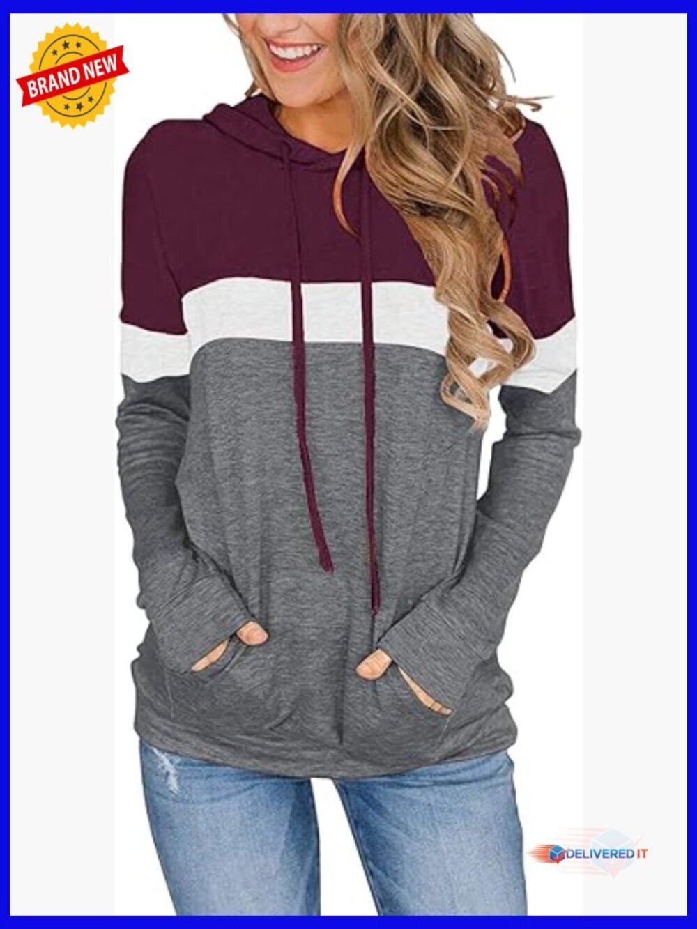 Lightweight Long Sleeve Hoodie Pullover Sweatshirt Casual Top Loose Fit